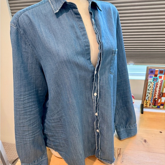 EILEEN Vintage Stonewashed Wash Denim Relaxed Button-Up Shirt Large. - Picture 3 of 14